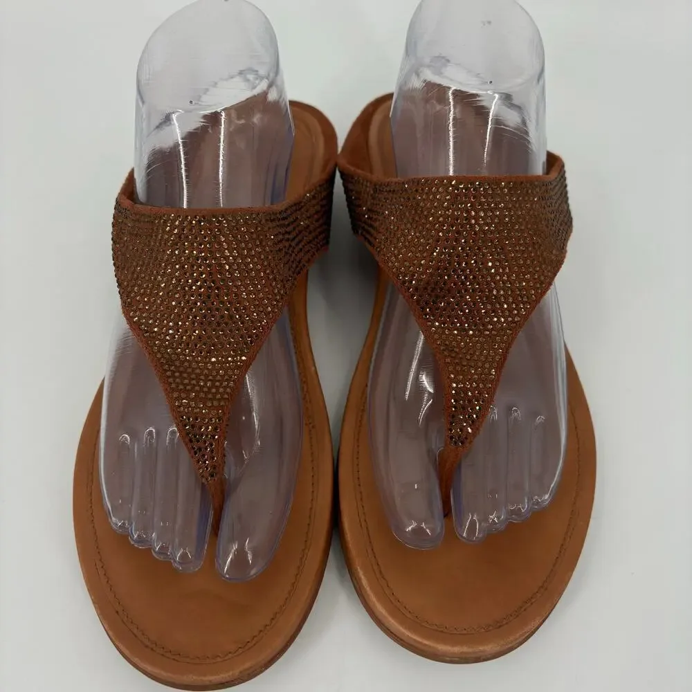 FitFlop Banda Glitz Thong Sandals Womens‎ Size 9 Bronze Rhinestone